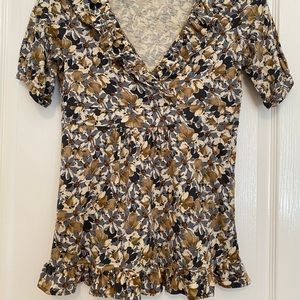 Loft Short Sleeve Floral Knit Blouse